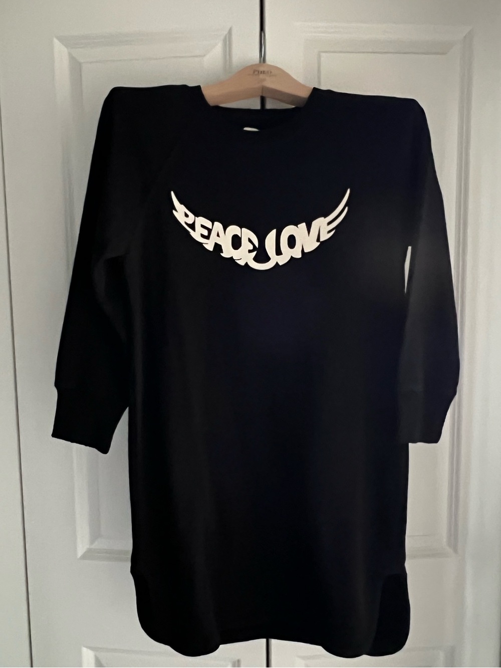 Peace Love Black Women's Diaz Sweatshirt Dress Zadig & Voltaire Small NWT